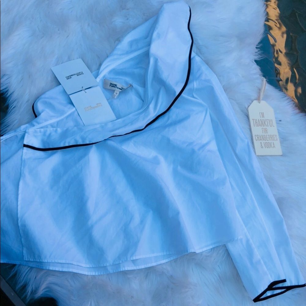 Long-Sleeve Cotton Ruffle Front Draped Blo… - Picture 2 of 8